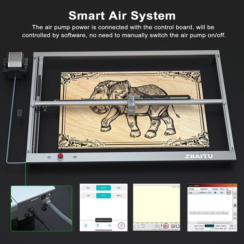 Load image into Gallery viewer, ZBAITU S60 22W/36W 60×80CM large size laser engraving and cutting machine