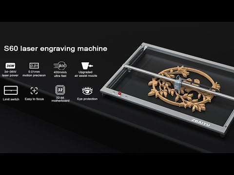 Load and play video in Gallery viewer, ZBAITU S60 22W/36W 60×80CM large size laser engraving and cutting machine