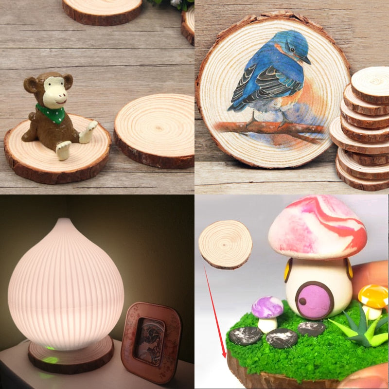 Load image into Gallery viewer, 1 Pack Unfinished Pine Natural Round Wood Slices Circles With Tree Bark Log Discs For DIY Crafts Wedding Party Painting Decor - ZBAITU