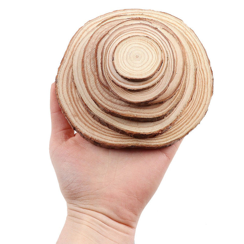 Load image into Gallery viewer, 1 Pack Unfinished Pine Natural Round Wood Slices Circles With Tree Bark Log Discs For DIY Crafts Wedding Party Painting Decor - ZBAITU