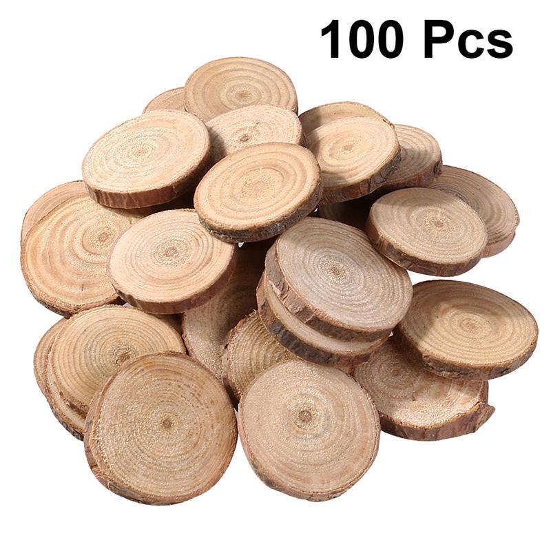 Load image into Gallery viewer, 100Pcs Pine Wood Slices Double-sided Natural Round Wood Chips DIY Handmade Home Decoration Photograghy Props(Below 3cm Diameter) - ZBAITU