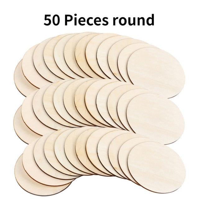 Load image into Gallery viewer, 10cm 20/40/50pcs Unfinished Wood Pieces Square round Blank Wood Slices for DIY Crafts Painting Staining Coasters laser engraving - ZBAITU