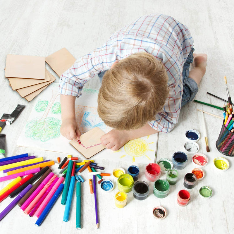 Load image into Gallery viewer, 30pcs Blank Wood Squares Pieces Unfinished Round Corner Square Wooden Cutouts for DIY Arts Craft Project Laser Engraving Carving - ZBAITU