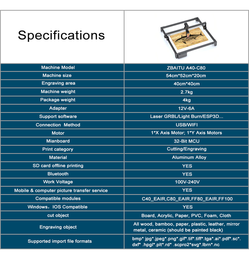 Load image into Gallery viewer, ZBAITU Laser Engraving Machine 40X40CM, 40W/80W Laser Module - ZBAITU