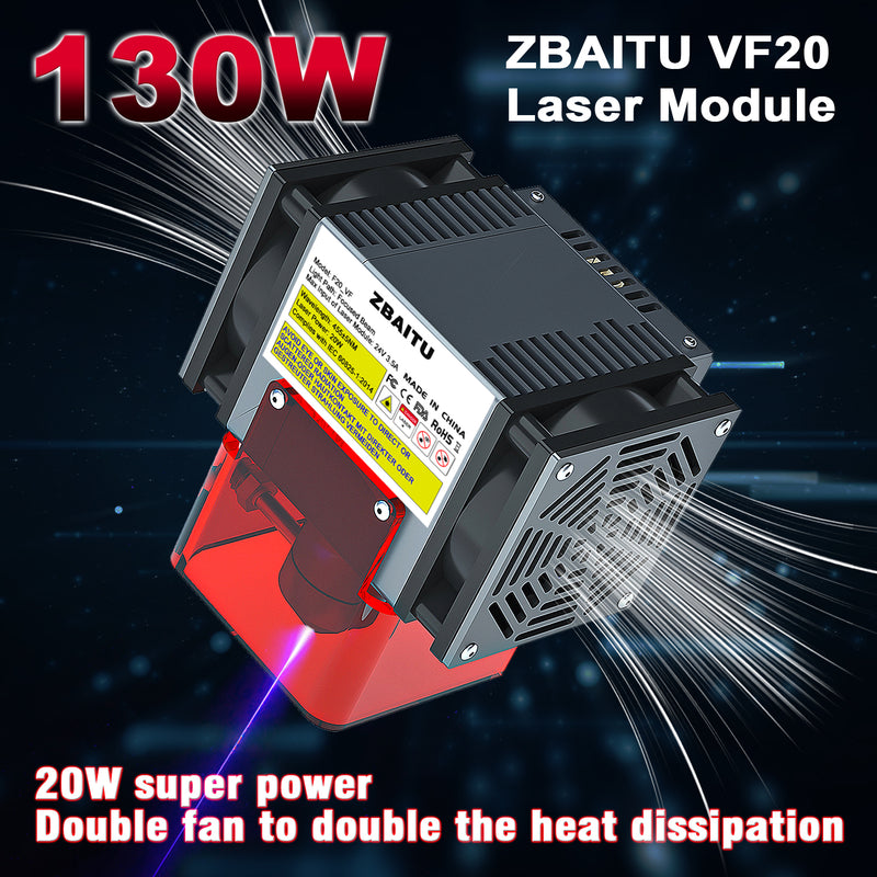 Load image into Gallery viewer, ZBAITU Newest 20W 4 Diode Laser Module Head Dual Fan with Air Assist - ZBAITU