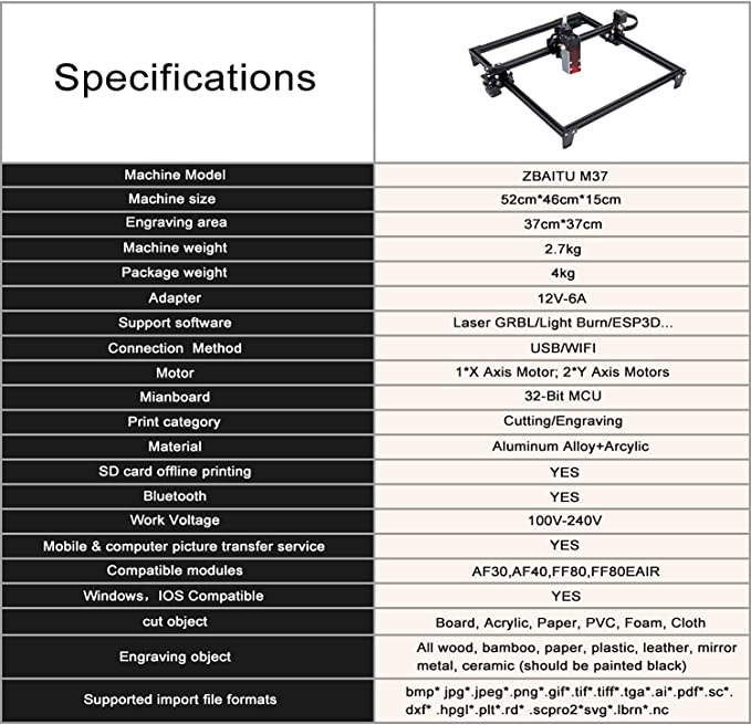 Load image into Gallery viewer, ZBAITU Laser Engraving Machine 37X37CM, 5W - ZBAITU