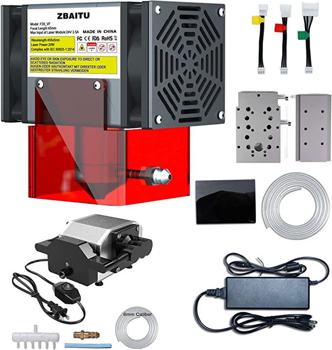 Load image into Gallery viewer, ZBAITU Newest 20W 4 Diode Laser Module Head Dual Fan with Air Assist - ZBAITU