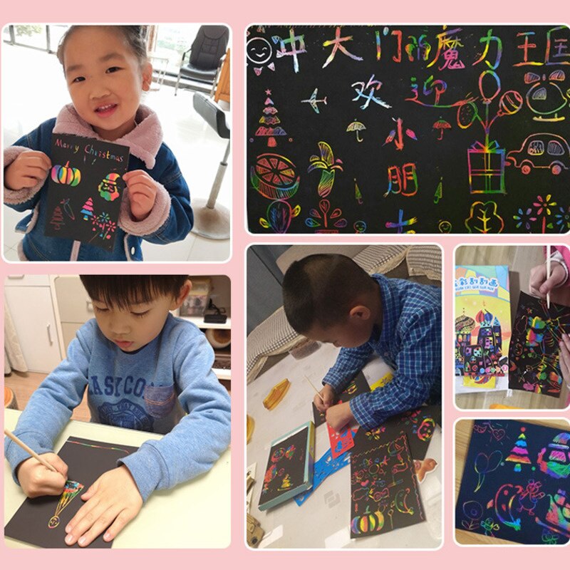 Load image into Gallery viewer, Rainbow Color Scratch Art Paper Cards