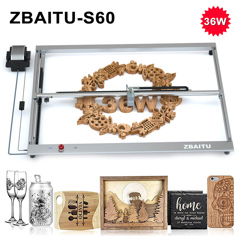 Load image into Gallery viewer, ZBAITU S60 22W/36W 60×80CM large size laser engraving and cutting machine
