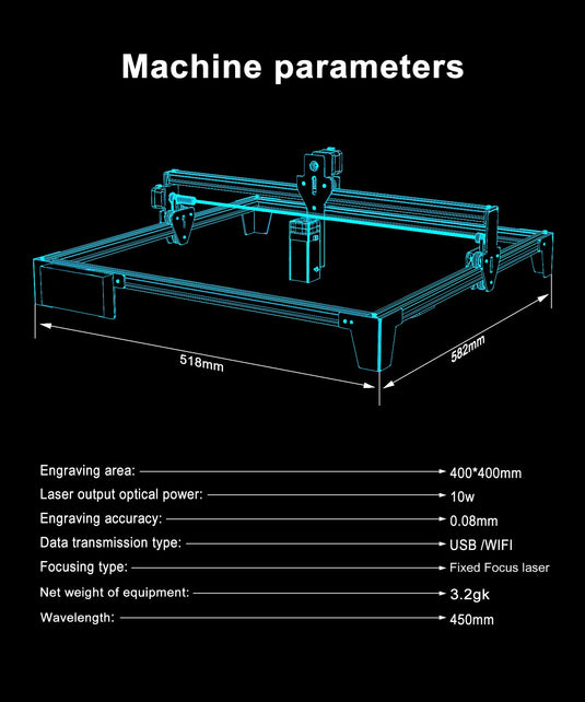 ZBAITU Laser Engraving Machine 40X40CM, 40W/80W Laser Module - ZBAITU