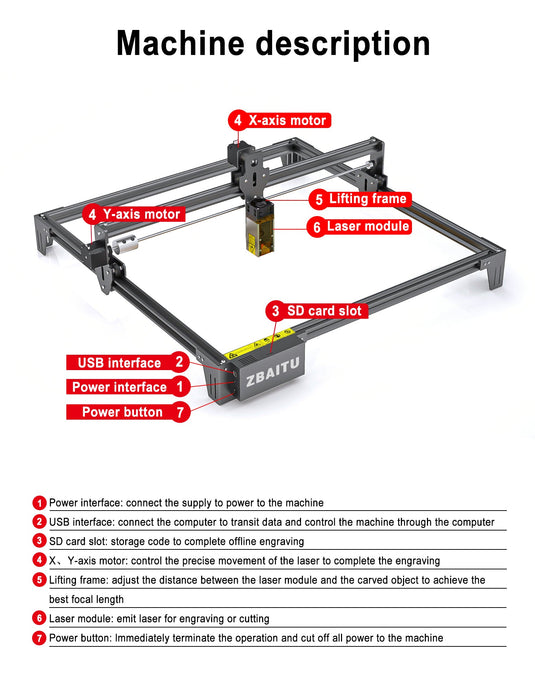 ZBAITU Laser Engraving Machine 40X40CM, 40W/80W Laser Module - ZBAITU