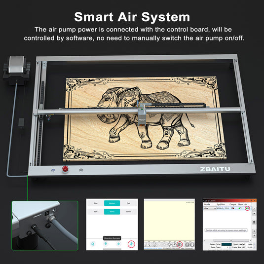 ZBAITU S60 22W/36W 60×80CM large size laser engraving and cutting machine