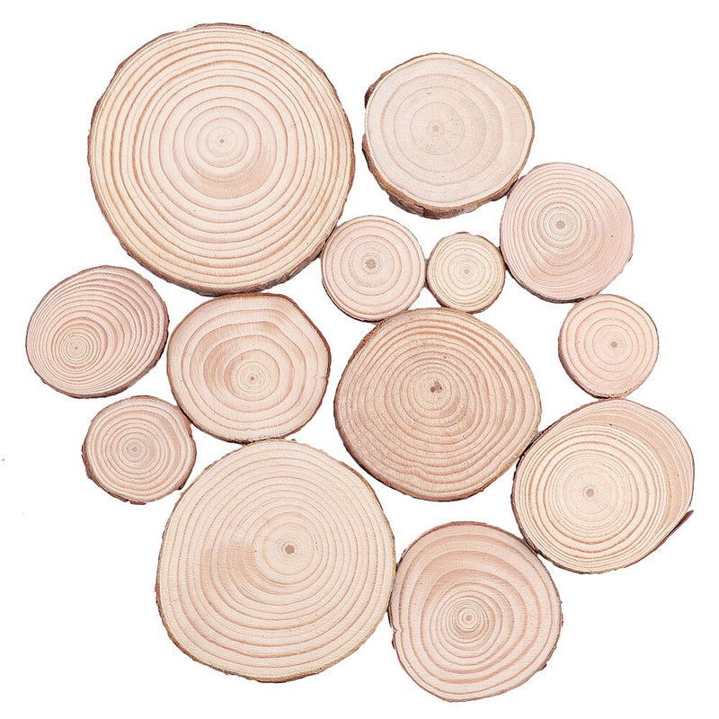 Load image into Gallery viewer, 1 Pack Unfinished Pine Natural Round Wood Slices Circles With Tree Bark Log Discs For DIY Crafts Wedding Party Painting Decor - ZBAITU
