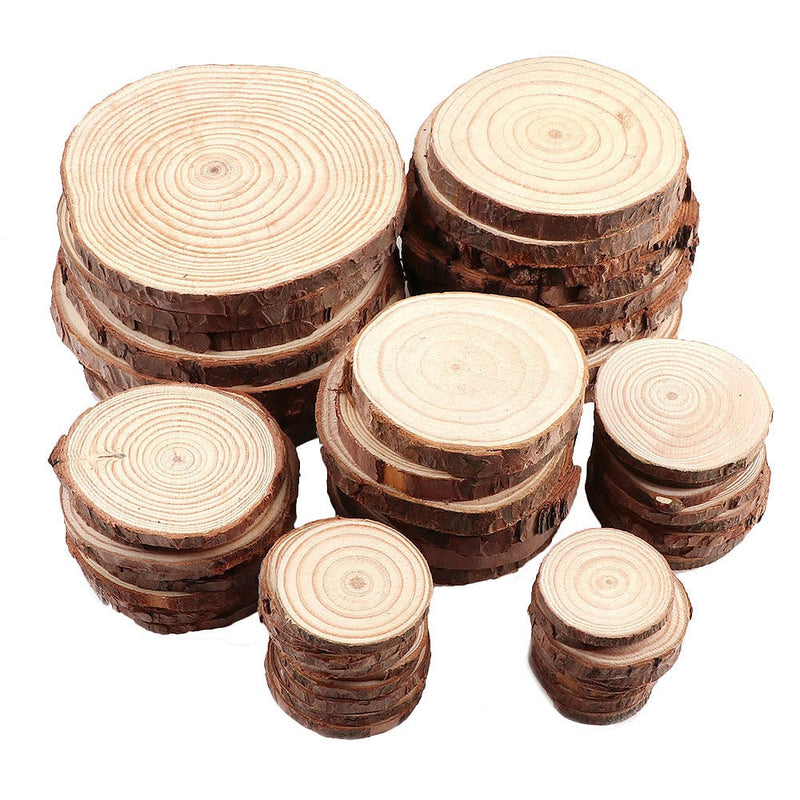 Load image into Gallery viewer, 1 Pack Unfinished Pine Natural Round Wood Slices Circles With Tree Bark Log Discs For DIY Crafts Wedding Party Painting Decor - ZBAITU
