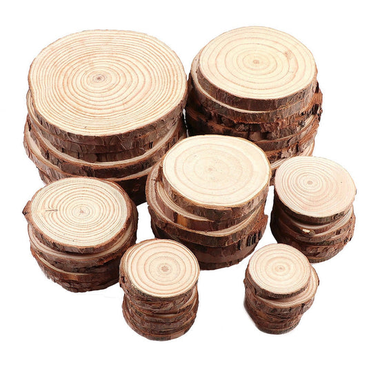 1 Pack Unfinished Pine Natural Round Wood Slices Circles With Tree Bark Log Discs For DIY Crafts Wedding Party Painting Decor - ZBAITU