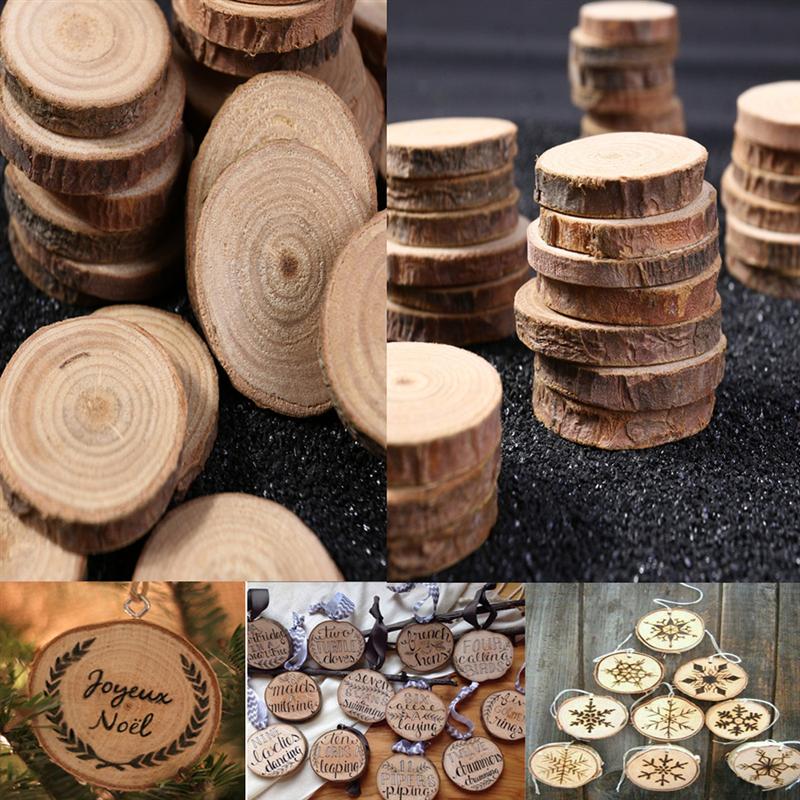 갤러리 뷰어에 이미지 로드, 100Pcs Pine Wood Slices Double-sided Natural Round Wood Chips DIY Handmade Home Decoration Photograghy Props(Below 3cm Diameter) - ZBAITU
