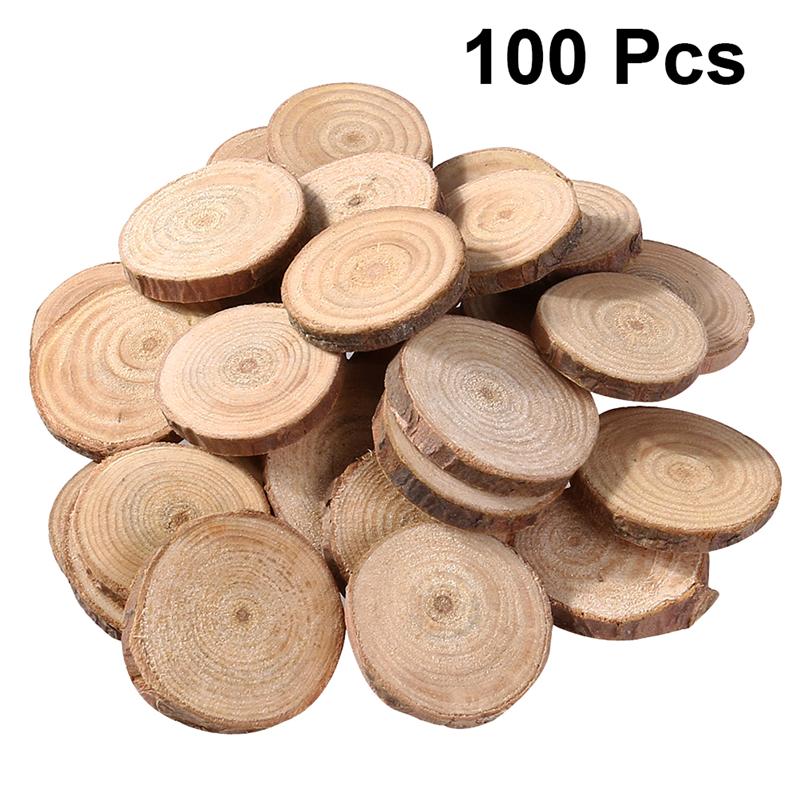 Load image into Gallery viewer, 100Pcs Pine Wood Slices Double-sided Natural Round Wood Chips DIY Handmade Home Decoration Photograghy Props(Below 3cm Diameter) - ZBAITU
