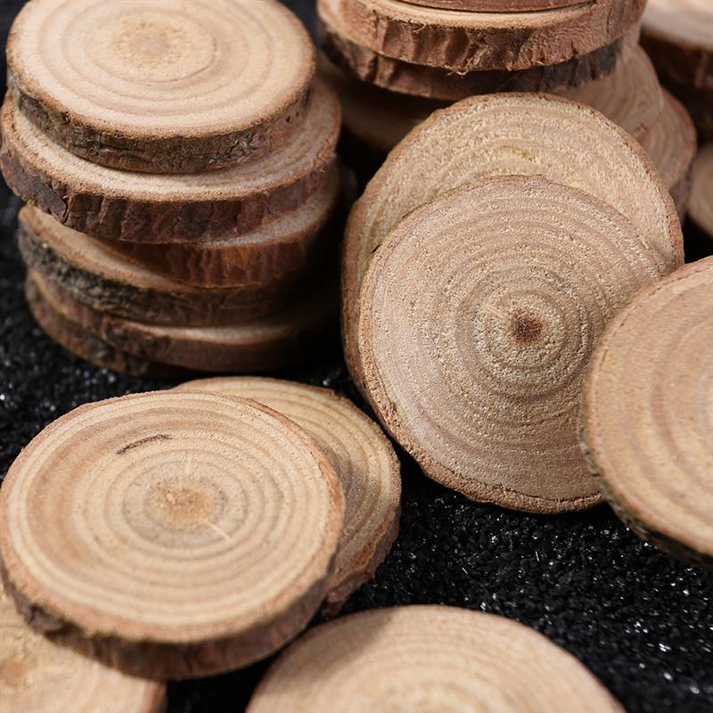 갤러리 뷰어에 이미지 로드, 100Pcs Pine Wood Slices Double-sided Natural Round Wood Chips DIY Handmade Home Decoration Photograghy Props(Below 3cm Diameter) - ZBAITU
