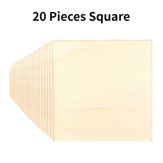 10cm 20/40/50pcs Unfinished Wood Pieces Square round Blank Wood Slices for DIY Crafts Painting Staining Coasters laser engraving - ZBAITU