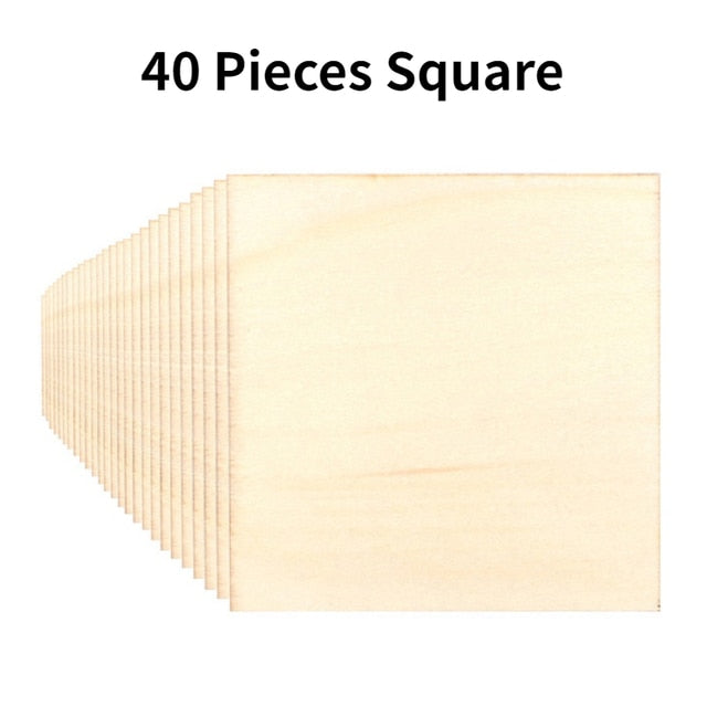 Load image into Gallery viewer, 10cm 20/40/50pcs Unfinished Wood Pieces Square round Blank Wood Slices for DIY Crafts Painting Staining Coasters laser engraving - ZBAITU
