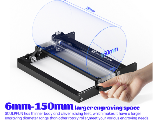 360 Degree Rotating Rotary Table For ZBAITU Laser Engraver Cutter Machine Y Axis Motor for Cups, Cylinders, Goblets, Wine Glass - ZBAITU