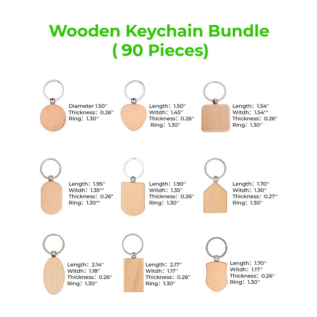 Load image into Gallery viewer, Wooden Keychain Bundle (90pcs） - ZBAITU
