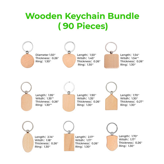 Wooden Keychain Bundle (90pcs） - ZBAITU