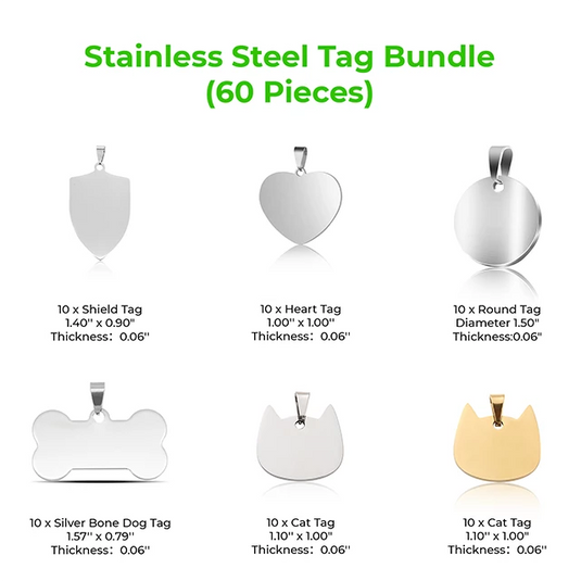 Stainless Steel Tag Bundle (60pcs) - ZBAITU