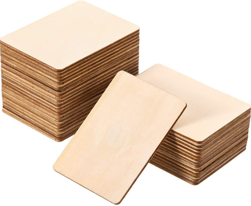 30pcs Blank Wood Squares Pieces Unfinished Round Corner Square Wooden Cutouts for DIY Arts Craft Project Laser Engraving Carving - ZBAITU