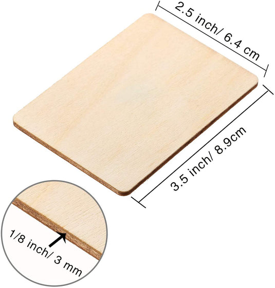 30pcs Blank Wood Squares Pieces Unfinished Round Corner Square Wooden Cutouts for DIY Arts Craft Project Laser Engraving Carving - ZBAITU