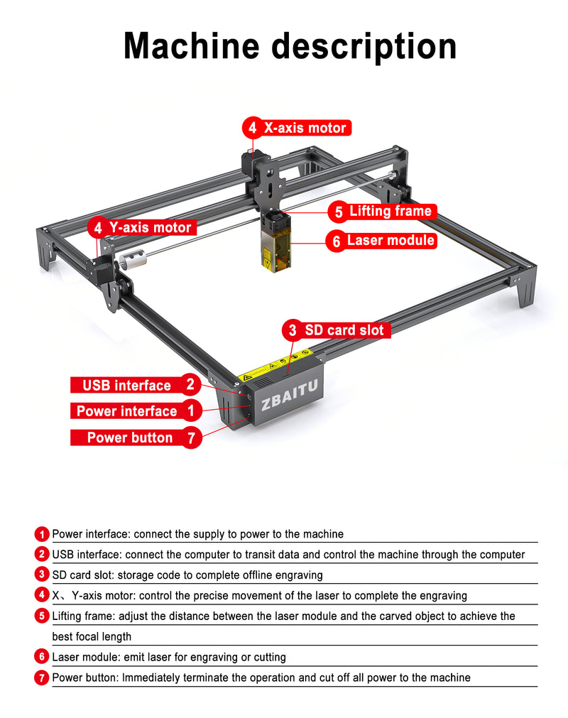 Load image into Gallery viewer, ZBAITU Laser Engraving Machine 40X40CM, 40W/80W Laser Module - ZBAITU
