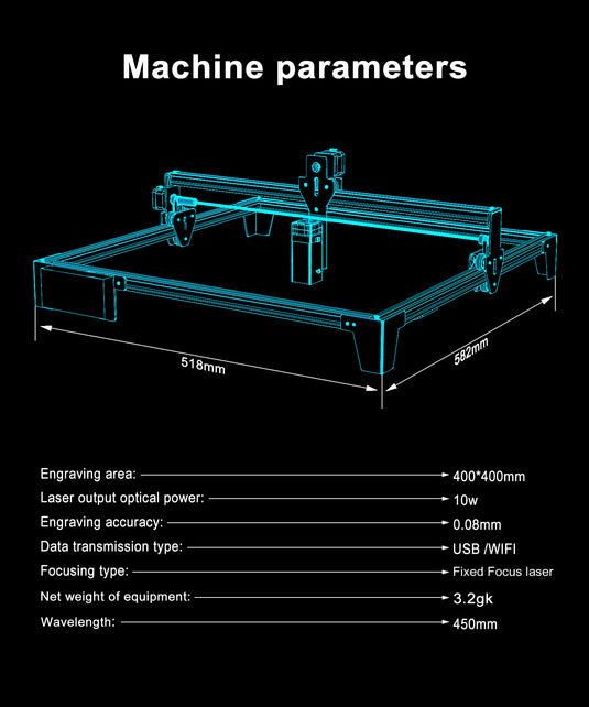 ZBAITU Laser Engraving Machine 40X40CM, 40W/80W Laser Module - ZBAITU