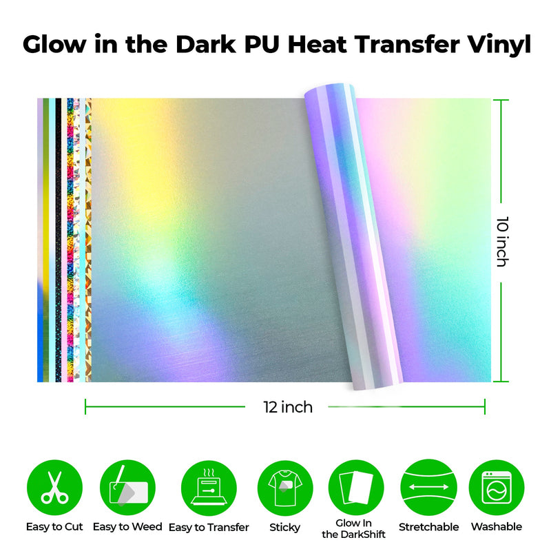 Load image into Gallery viewer, Holographic PET Heat Transfer Vinyl (10pcs) - ZBAITU
