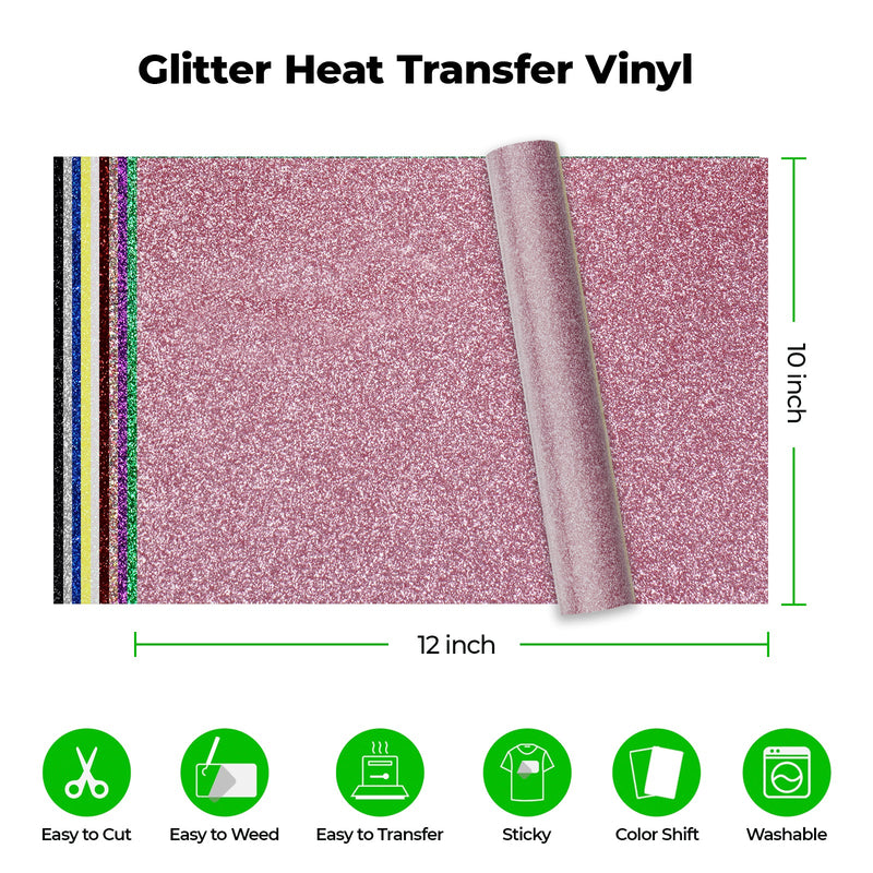 Load image into Gallery viewer, Glitter PET Heat Transfer Vinyl (10pcs) - ZBAITU
