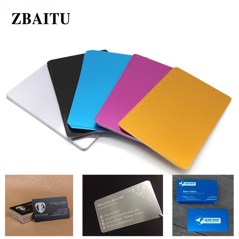 Load image into Gallery viewer, 90-100 Pcs/Set Portable Metal Business Card Aluminum Blank Laser Engraving Cards Special Logo Printing Office Supplies - ZBAITU
