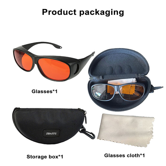 OD 5+ Professional UV Green Fiber Laser Glasses Goggles,Protective 190-540nm Wavelength Glasses Shield Protection Eyewear - ZBAITU