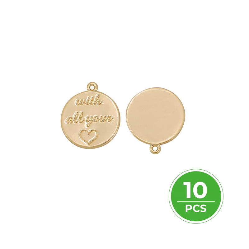 갤러리 뷰어에 이미지 로드, [Pre-order] 18K Gold Plated Round Lettering Pendant (10pcs) - ZBAITU
