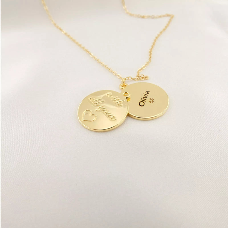 갤러리 뷰어에 이미지 로드, [Pre-order] 18K Gold Plated Round Lettering Pendant (10pcs) - ZBAITU
