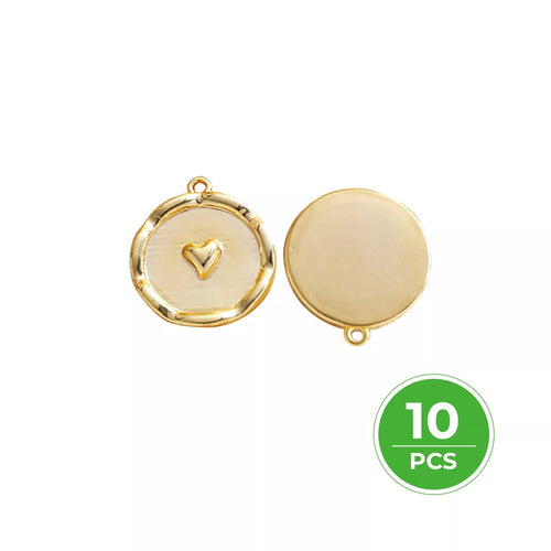 [Pre-order] 14K Gold Plated Round Heart Pattern Pendant (10pcs) - ZBAITU