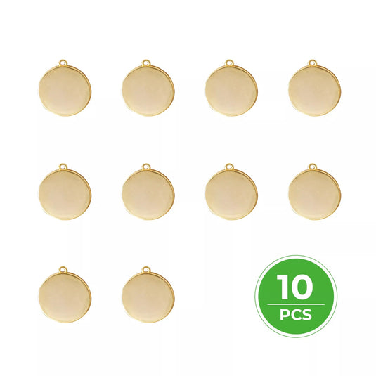[Pre-order] 14K Gold Plated Round Heart Pattern Pendant (10pcs) - ZBAITU