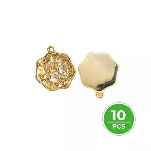 [Pre-order] 14K Gold Plated Oval Pattern Pendant (10pcs) - ZBAITU