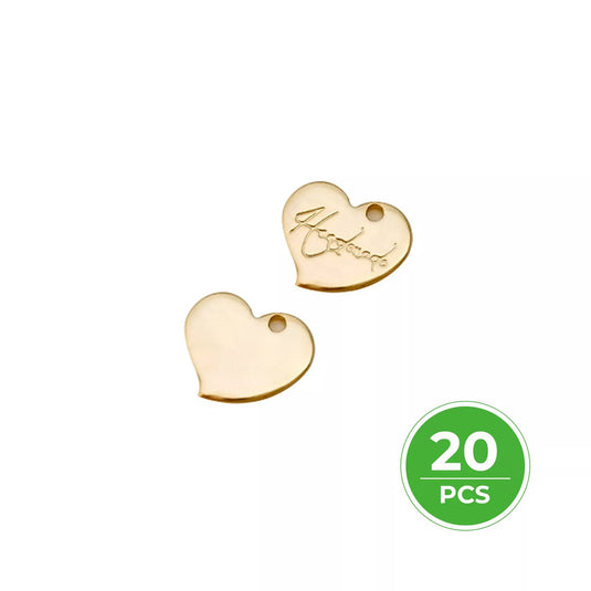 [Pre-order] 14K Gold Plated Heart Shaped Lettering Pendant (20pcs) - ZBAITU