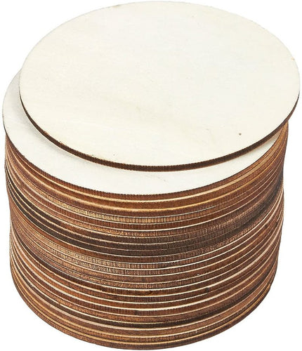 Unfinished 4 Inch Wood Circle Cutouts for Wooden Coasters DIY Crafts Home Decoration Artboard for DIY Painting Crafts - ZBAITU