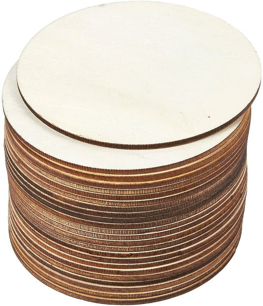 Unfinished 4 Inch Wood Circle Cutouts for Wooden Coasters DIY Crafts Home Decoration Artboard for DIY Painting Crafts - ZBAITU