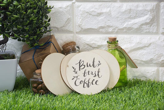 Unfinished 4 Inch Wood Circle Cutouts for Wooden Coasters DIY Crafts Home Decoration Artboard for DIY Painting Crafts - ZBAITU
