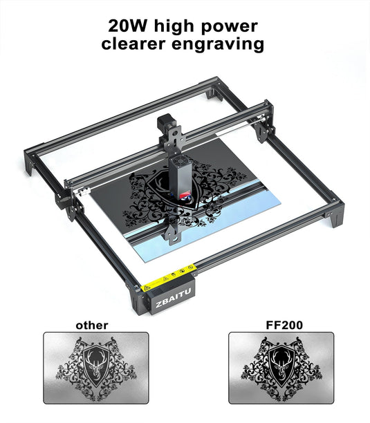 ZBAITU 20W Laser Engraving Machine 40X40CM Cutting Machine Four Laser Module Head Double Fan With Air Assist - ZBAITU