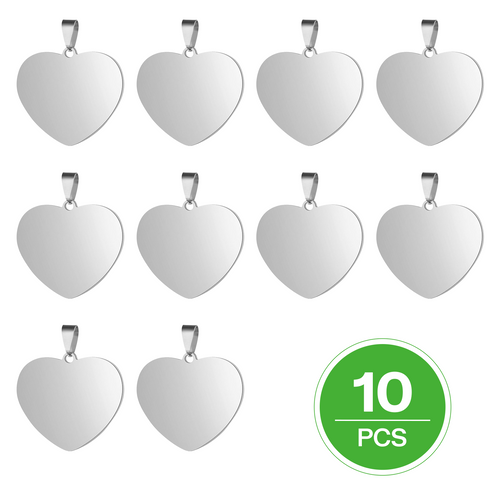 Stainless Steel Heart Tag (10pcs) - ZBAITU